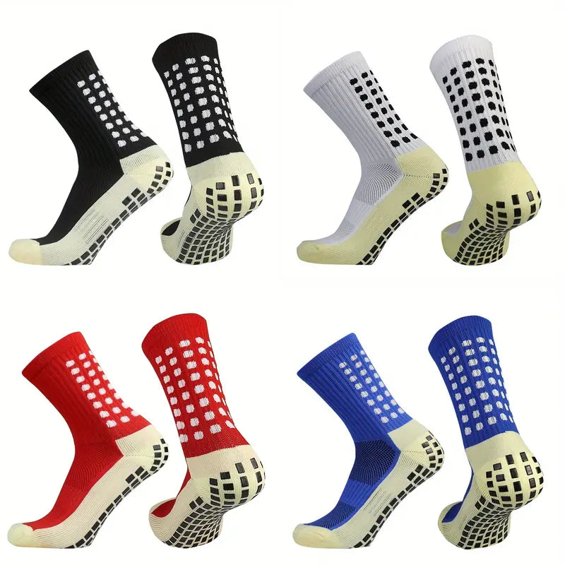 Lpxpass Adults' Grip Sports Socks - Cushioned, Breathable Crew Soccer Accessories, Non-Slip Silicone Soles for Stable Grip for Outdoor Field Play, Universal Sport Use, Hand Wash (3,6,10 Pairs)