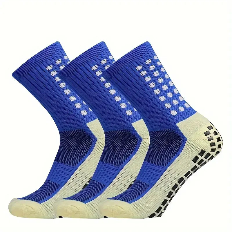 Lpxpass Adults' Grip Sports Socks - Cushioned, Breathable Crew Soccer Accessories, Non-Slip Silicone Soles for Stable Grip for Outdoor Field Play, Universal Sport Use, Hand Wash (3,6,10 Pairs)
