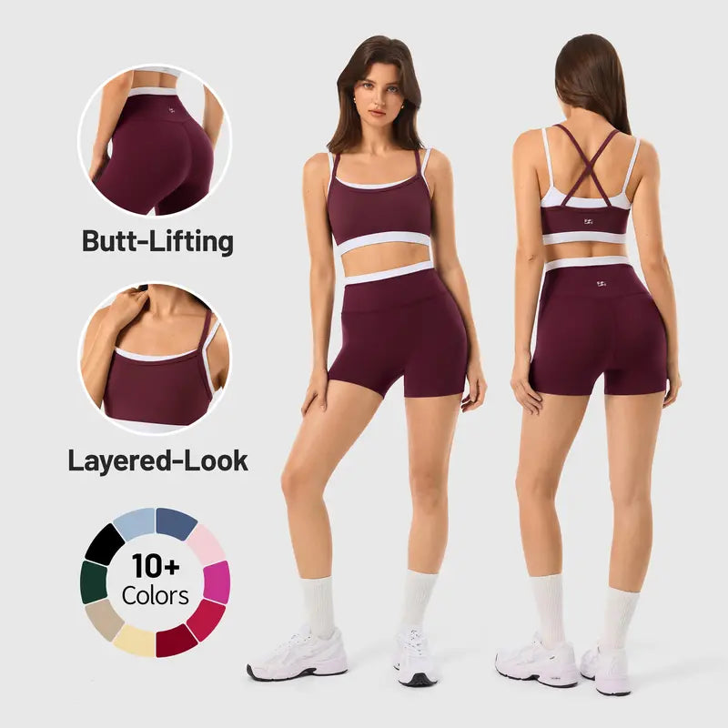 INNO MINT Women's 2-Piece Fitted Workout Set - Soft, Breathable Spandex Outfit with Seamless Yoga Leggings and Padded Sports Bra for High-Performance Gym Wear