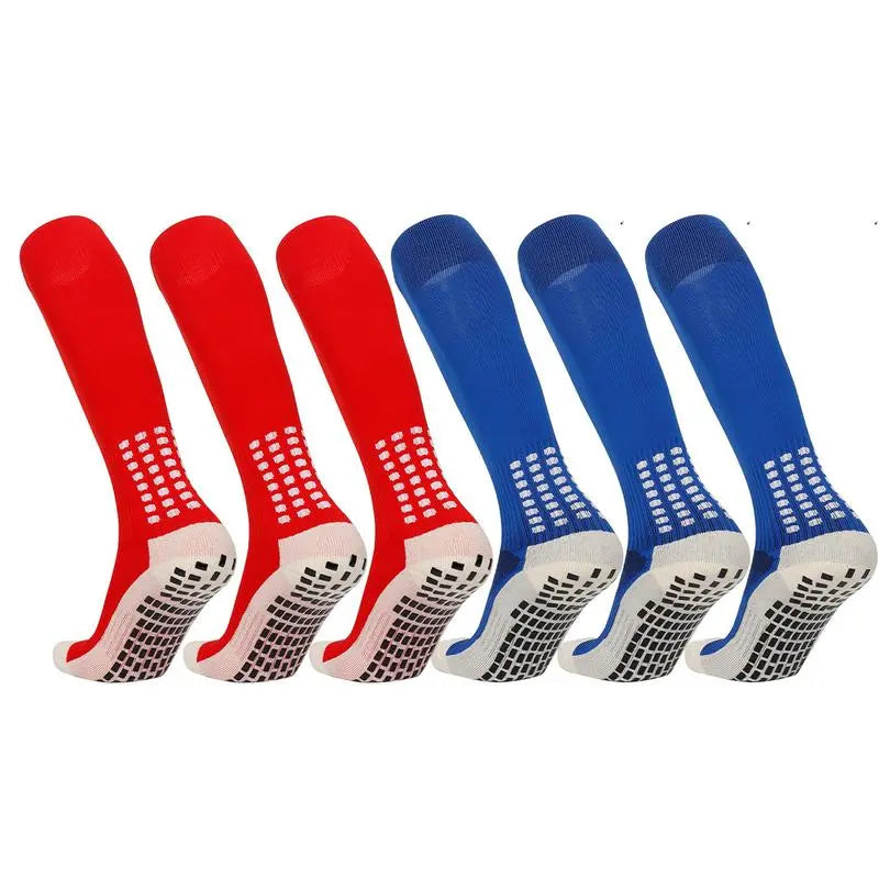 Lpxpass Adults' Grip Sports Socks - Cushioned, Breathable Crew Soccer Accessories, Non-Slip Silicone Soles for Stable Grip for Outdoor Field Play, Universal Sport Use, Hand Wash (3,6,10 Pairs)