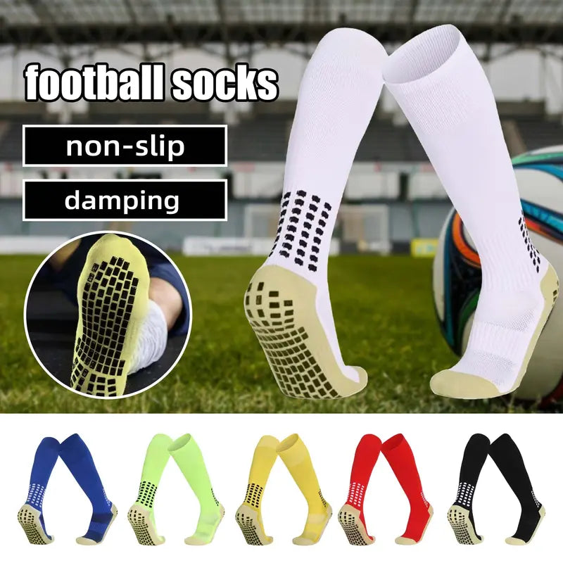 Lpxpass Adults' Grip Sports Socks - Cushioned, Breathable Crew Soccer Accessories, Non-Slip Silicone Soles for Stable Grip for Outdoor Field Play, Universal Sport Use, Hand Wash (3,6,10 Pairs)