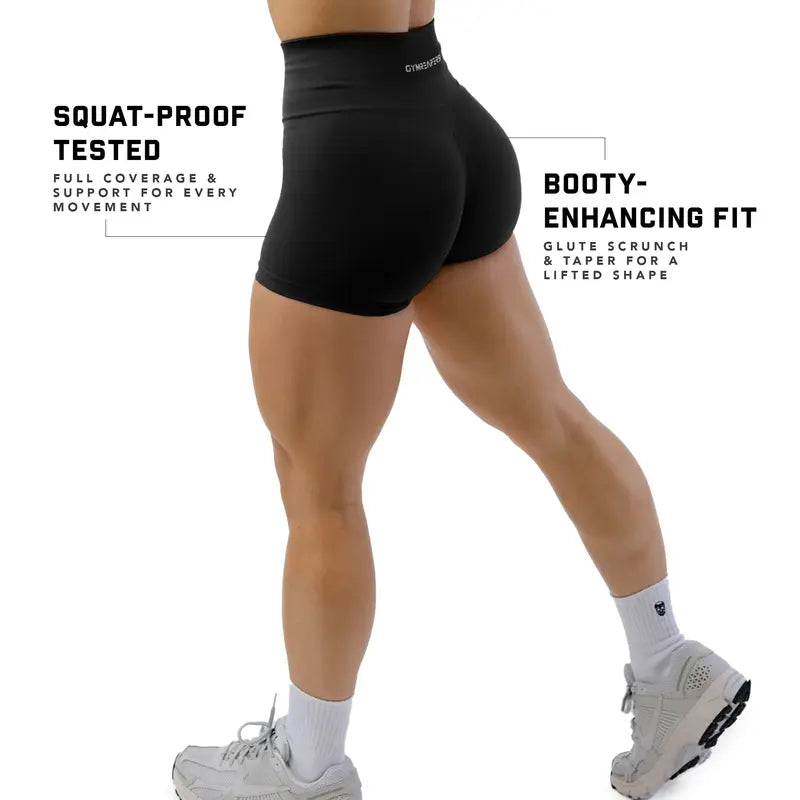 Gymreapers Halo Athletic Compression Shorts for Women - Seamless Knit Interlock Fabric for Breathability and Flexibility, Gym Training Shorts, High Stretch Shorts