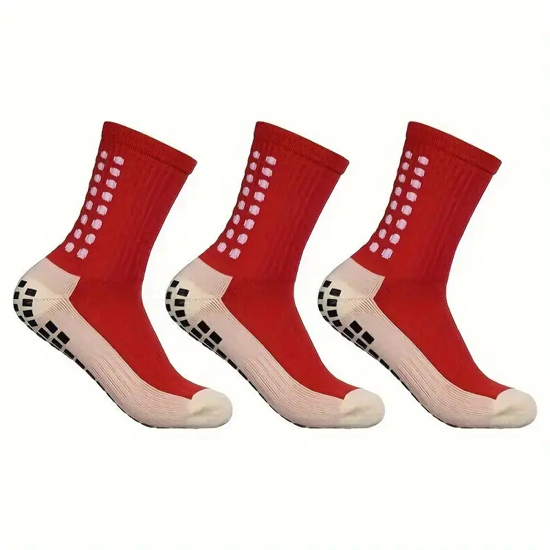 Lpxpass Adults' Grip Sports Socks - Cushioned, Breathable Crew Soccer Accessories, Non-Slip Silicone Soles for Stable Grip for Outdoor Field Play, Universal Sport Use, Hand Wash (3,6,10 Pairs)
