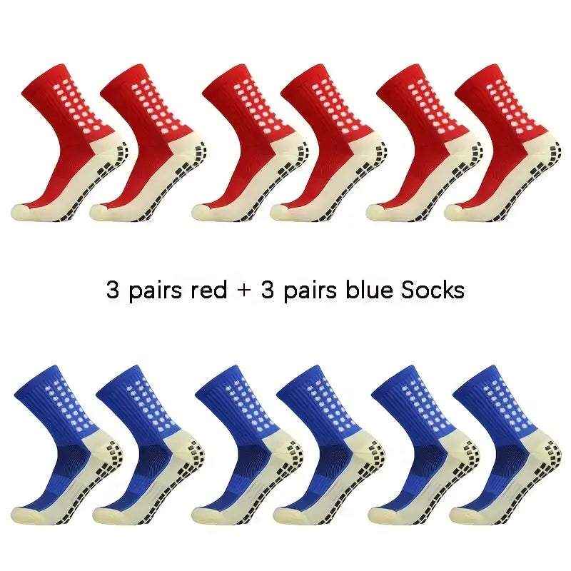 Lpxpass Adults' Grip Sports Socks - Cushioned, Breathable Crew Soccer Accessories, Non-Slip Silicone Soles for Stable Grip for Outdoor Field Play, Universal Sport Use, Hand Wash (3,6,10 Pairs)