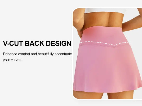 DLOODA Women'S High-Waist High-Stretch Synthetic Fitted Above-The-Knee Skirted Shorts, Tennis Attire Activewear with Pocket Bottoms for Summer Golf Workouts