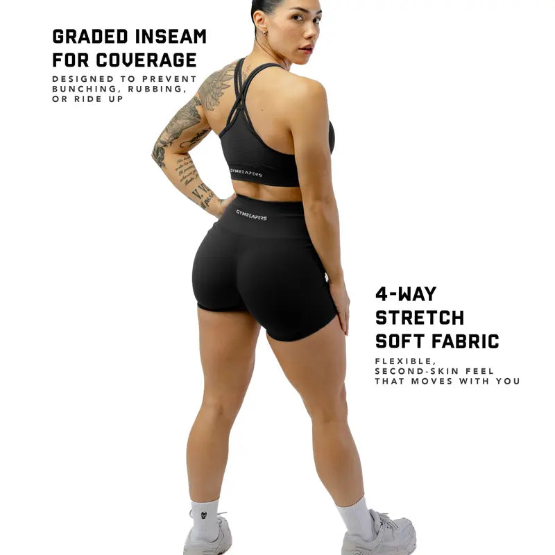 Gymreapers Halo Athletic Compression Shorts for Women - Seamless Knit Interlock Fabric for Breathability and Flexibility, Gym Training Shorts, High Stretch Shorts