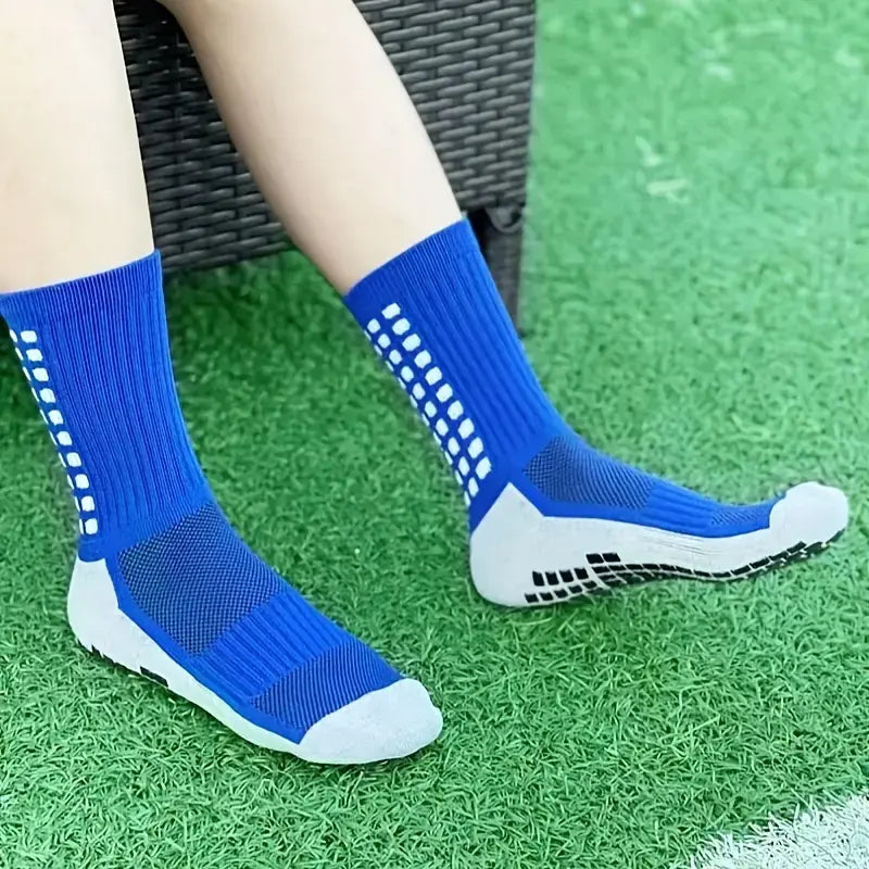 Lpxpass Adults' Grip Sports Socks - Cushioned, Breathable Crew Soccer Accessories, Non-Slip Silicone Soles for Stable Grip for Outdoor Field Play, Universal Sport Use, Hand Wash (3,6,10 Pairs)