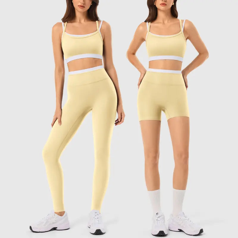 INNO MINT Women's 2-Piece Fitted Workout Set - Soft, Breathable Spandex Outfit with Seamless Yoga Leggings and Padded Sports Bra for High-Performance Gym Wear